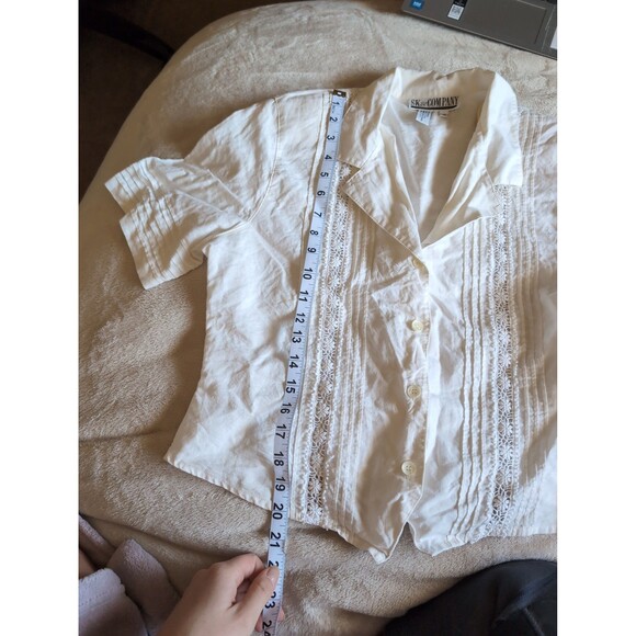 Sk & Company size 10 shoulder pad white collard shirt - Picture 4 of 7